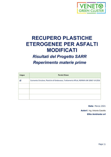 Recupero di Plastiche eterogenee per reperimento materie prime