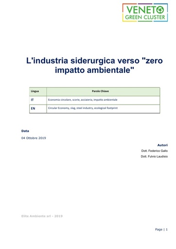 L'INDUSTRIA SIDERURGICA VERSO L'IMPATTO ZERO