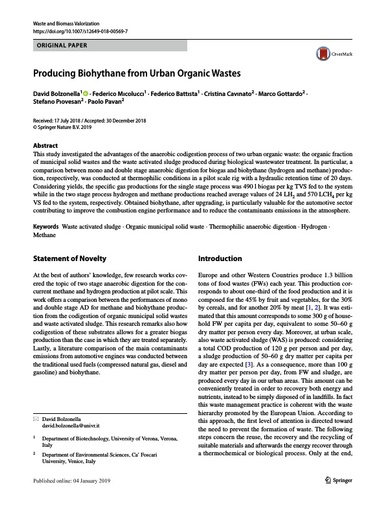 Producing Biohythane from Urban Organic Wastes