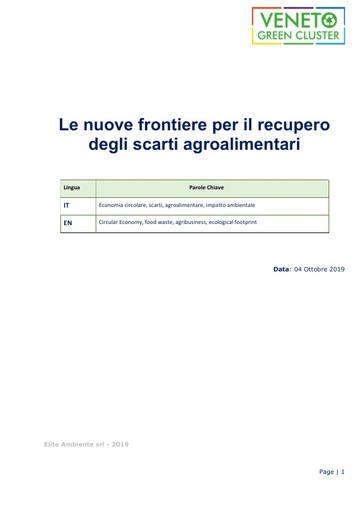 LE NUOVE FRONTIERE PER IL RECUPERO DEGLI SCARTI AGROALIMENTARI